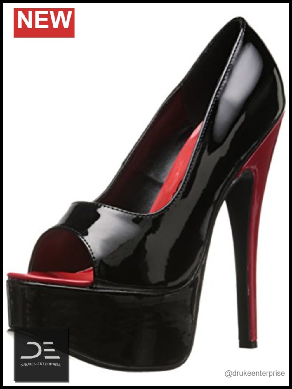 Open Toe Platform Pump with Ankle Strap 6.5in Heel Faux Leather